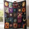 1 Stück Himmels Sonne, Mond & Sterne Flanell-Kuscheldecke - Bequem, Weich, Leicht für den ganzjährigen Gebrauch auf dem Sofa, Bett, Reisen und Camping - Hell C