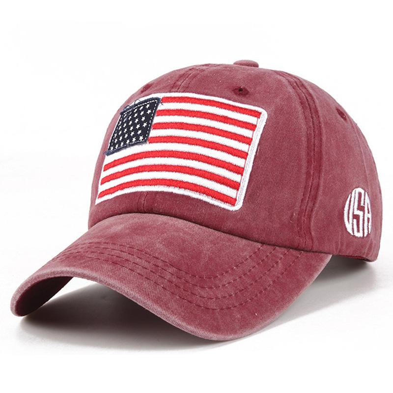USA Flag Embroidery Baseball Cap Washed Distressed Sports Hat Adjustable Sunscreen Dad Hats For Women Men