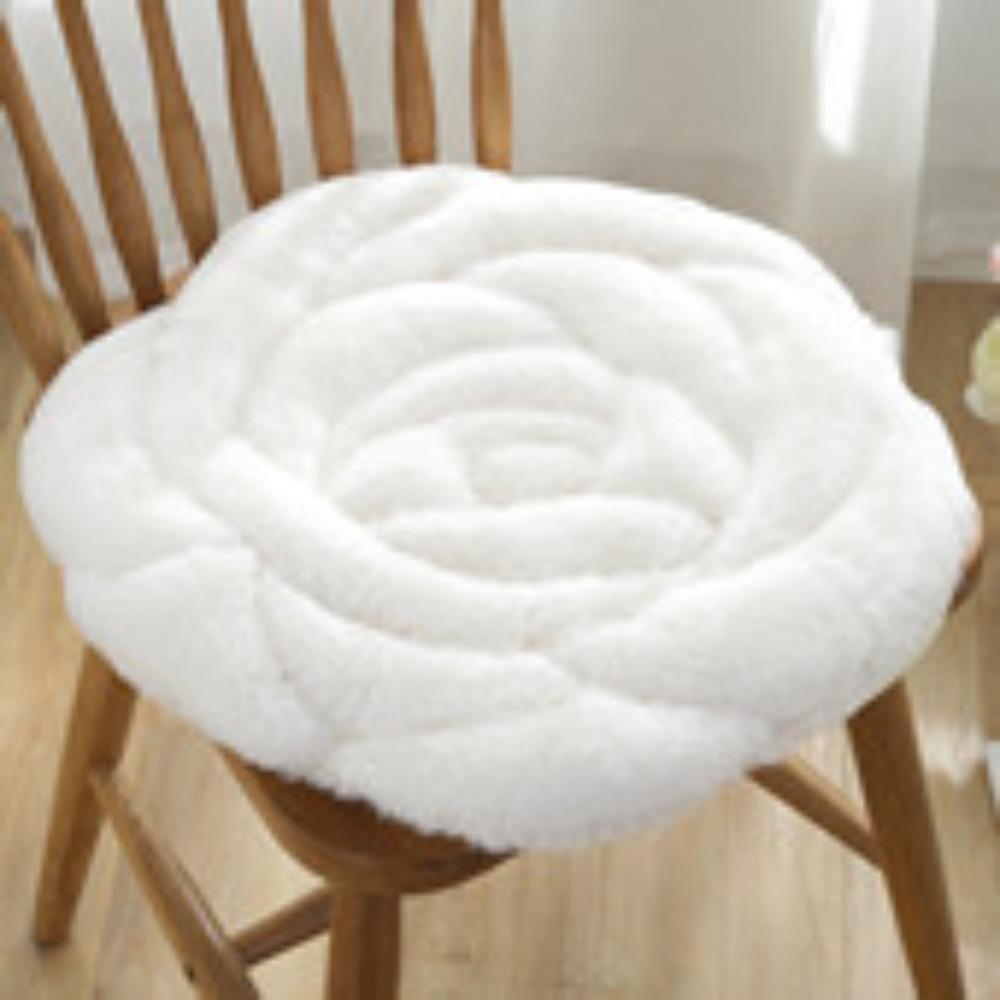 Winter Fluffy Rose Quilted Chair Cushion Thickened Office Home Dining Seat Pad Tatami Floor Mat
