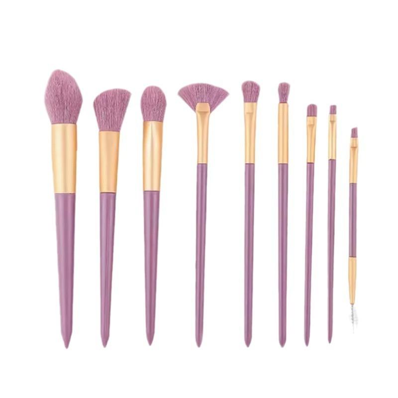 

Портативный полный набор многофункциональных кистей для макияжа с фиолетовой синтетической щетиной, 9 шт./компл.