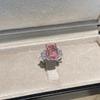 Luxury Pink Diamond Ice Cut Ring for Women Chunky Square High Carbon Diamond Wedding Band