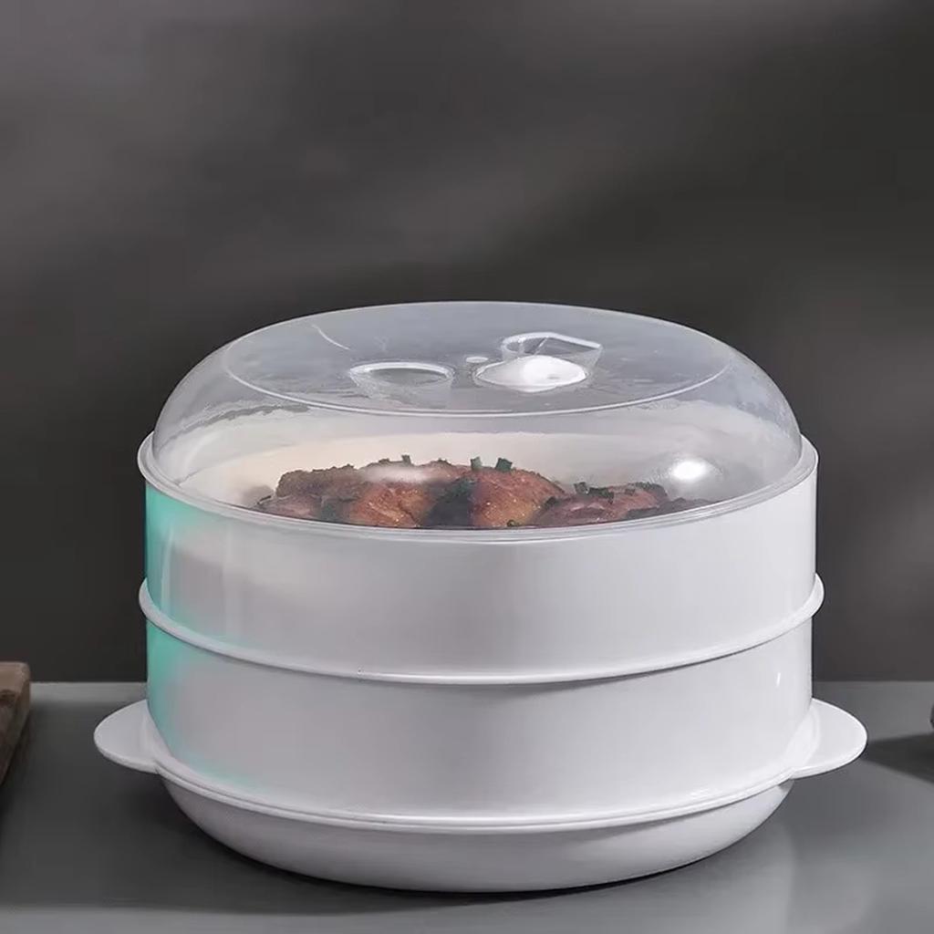 Microwave Steamer with Lid Food Grade Steaming Rack Multi-functional Kitchen Steamer Basket for Buns Dumplings