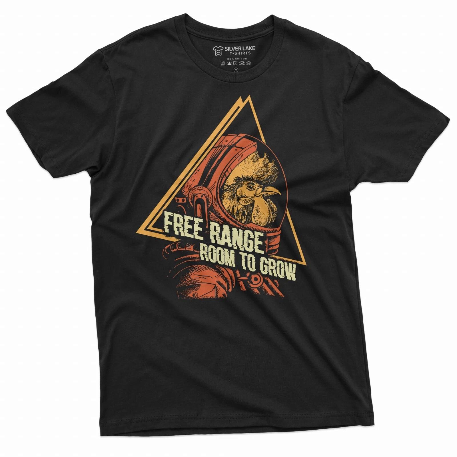 Space Chicken astronaut T-shirt Free Range room to grow Funny Shirt M