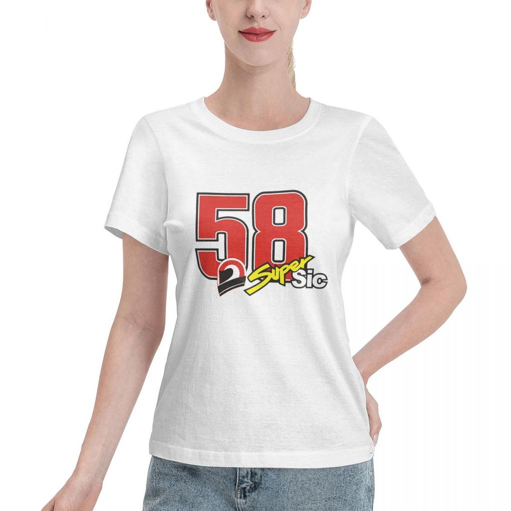 Marco Simoncelli 58 Super Sic Maglietta Donna Manica Corta T-shirt Girocollo Abbigliamento Cotone Estate Magliette Streetwear