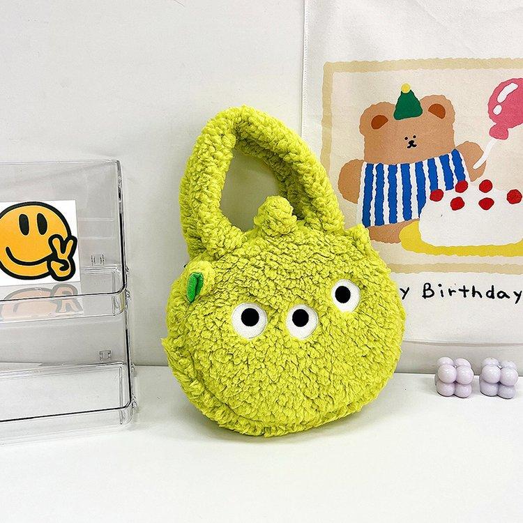 2025 new cute children's plush bag large capacity bear handbag cartoon ugly lamb wool bag