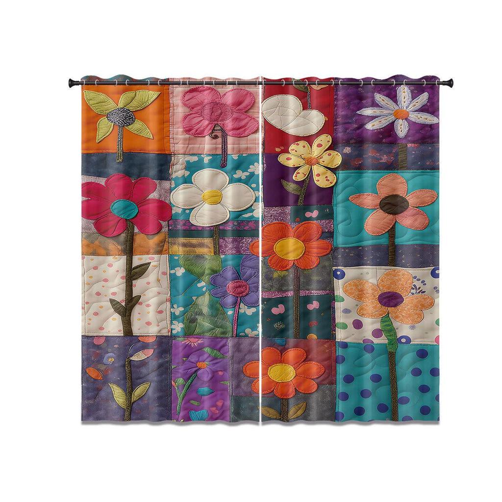 Floral Blackout Curtains: Printed Fabric Curtains for Bedroom & Balcony, Heat Insulation & Sunshade
