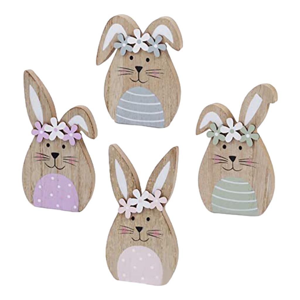 Easter Wooden Bunny Desktop Ornaments Charming Rabbit Ornaments for Parties and Celebrations