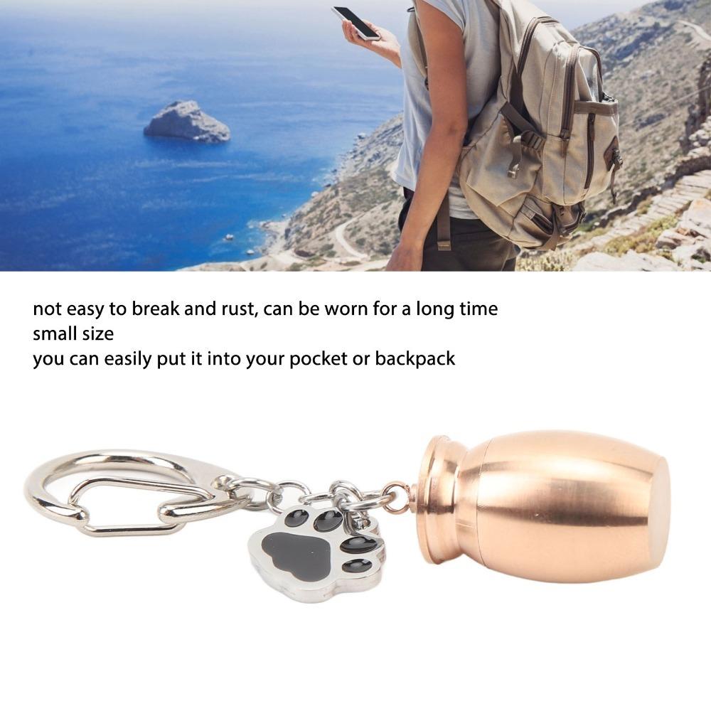 Stainless Steel Pet Urns Keychain Pocket Size Paw Print Urn Durable Pet Ashes Keepsake Dog Ashes