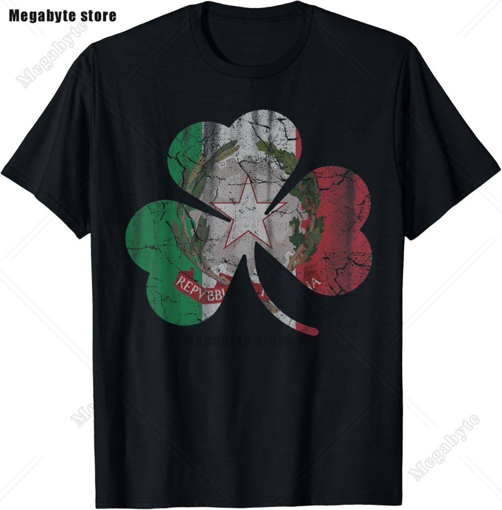 Italia TShirt Italy Flag Coat of Arms Tee Shirt Repubblica Italiana Italian Heritage Vintage T Shirt Guys Streetwear Crew Neck