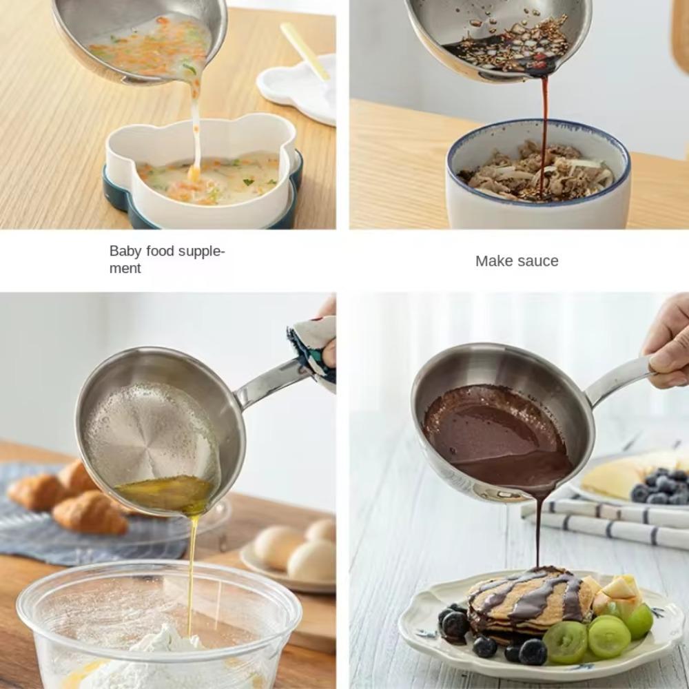 13cm Stainless Steel Frying Egg Pan Diversion Port Breakfast Cooking Pot Oil Splashing Pan  Sauces