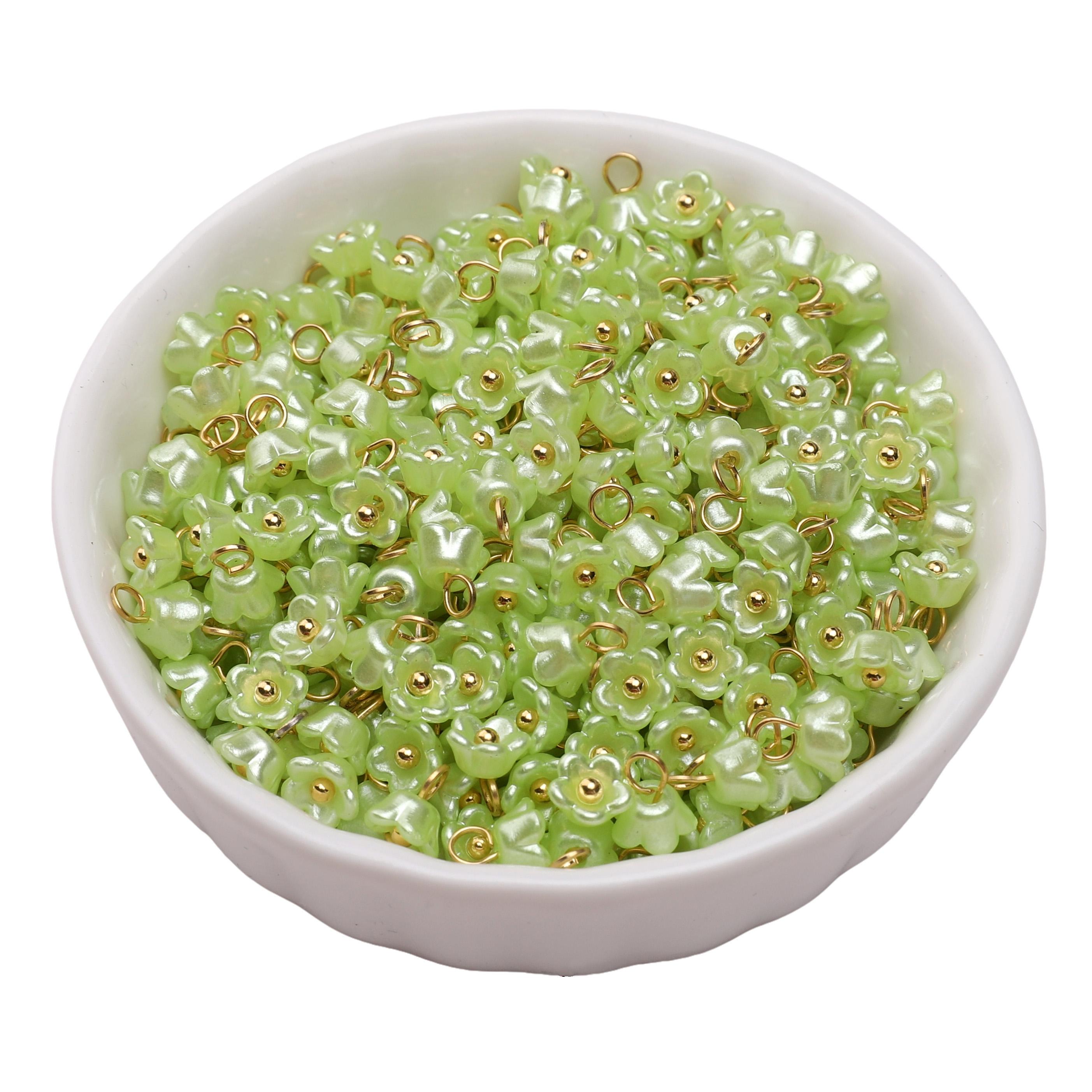 

Смоляные шармы Имитация жемчуга Сохраняющий Мини-подвеска с цветком Для аксессуаров для изготовления ювелирных изделий 01 6mm зелёный