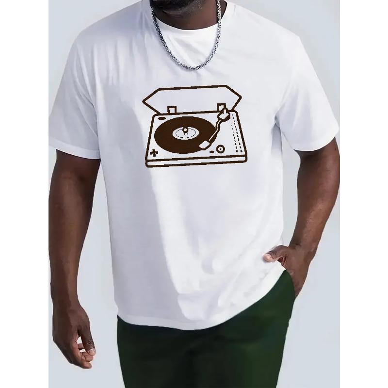 Record Player Vinyl Classic Record Player with Vinyl Records Wrinkle - Mens T-Shirt - Front Shoulder Fit S белый