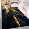 1PC Blue Armored Knight with Sword Print Carpet Rug for Living Room Bedroom Sofa Doormat Home Decor Non-slip Floor Mat