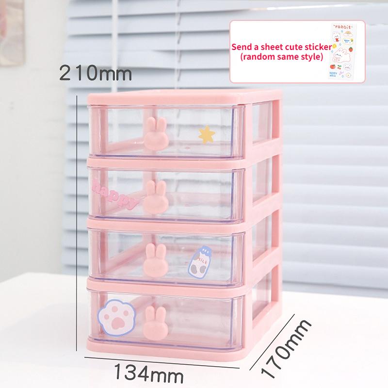 Kawaii Desktop Stationery Storage Box Organizer Drawer Pen Holder Makeup Cosmetic Plastic Drawer Storage Box Desk Organizer Cute