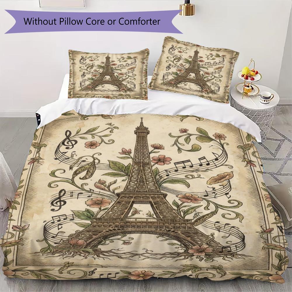 

Париж Ейфелева вежа Візерунок Комплект постільної білизни Ковдра Наволочка Домашній декор Подарунок на день народження (1 * підковдра + 2 * наволочки без наповнювача)95 135x200cm