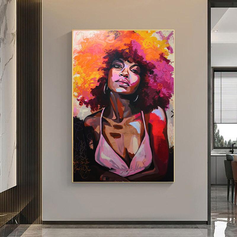 African Woman Abstract Art Canvas Paintings Africane Girl Africa Art Posters and Prints Wall Art Pictures for Living Room Decor