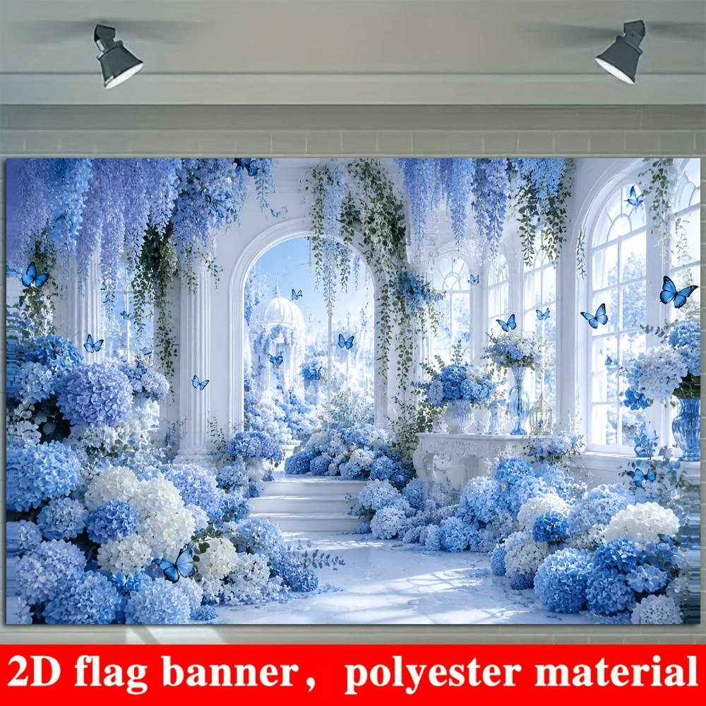 1Pcs Blue White Hydrangea Flower Corridor Arch Decoration Background Garden Backdrop Decorations For Photo Studio Booth Party