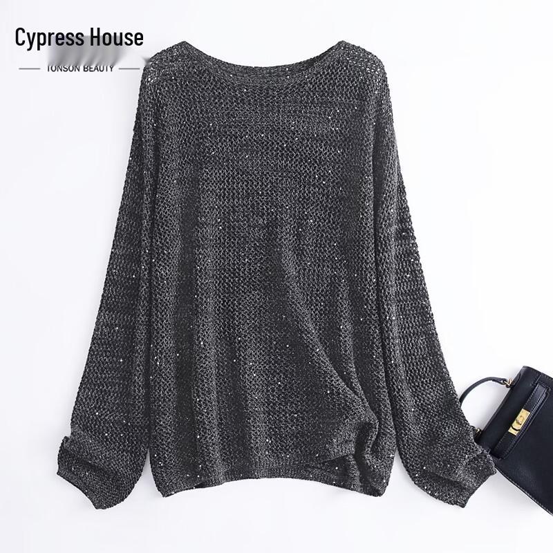 

Women s Wool Blend Loose Knit Hollow Sweater L