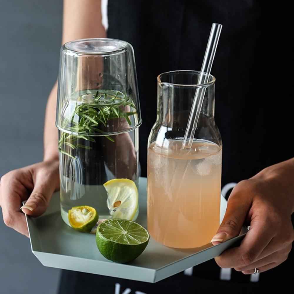 With Cup Bedside Glass Water Carafe Heat-resistant Drink Pitcher Modern Tea Pot For Single