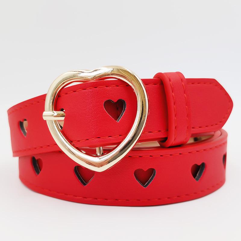 New Love Hollow Women's Versatile Belt Imitation Leather PU Small Fresh Decorative Pin Buckle Belt