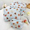 3pcs Cute Pink Bear Cosmetic Bag Large Capacity Makeup Pouch Zipper Multifunctional Travel Bathroom Storage Gift for Women Girls