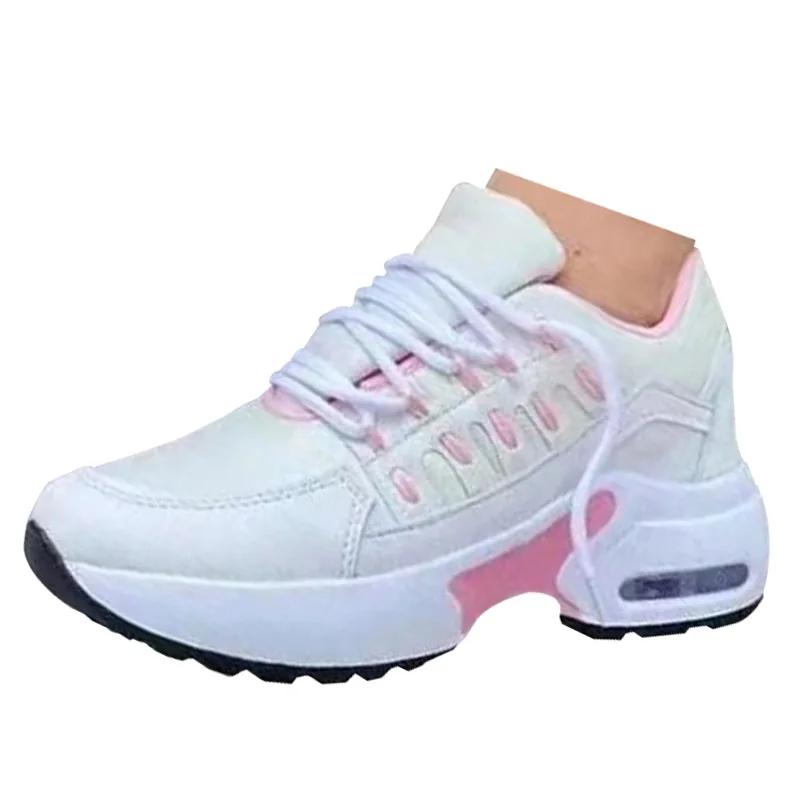 

Повседневная спортивная обувь на вулканизированной женской платформе, дышащая сетчатая обувь на плоской подошве для бега и ходьбы, летняя спортивная обувь 35