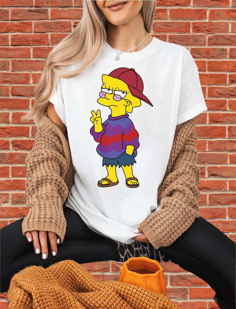 Womens The Simpsons Maggie Simpson Cartoon Tshirt Cotton Short Sleeve Unisex Oversized Loose Casual Stylish and Casual
