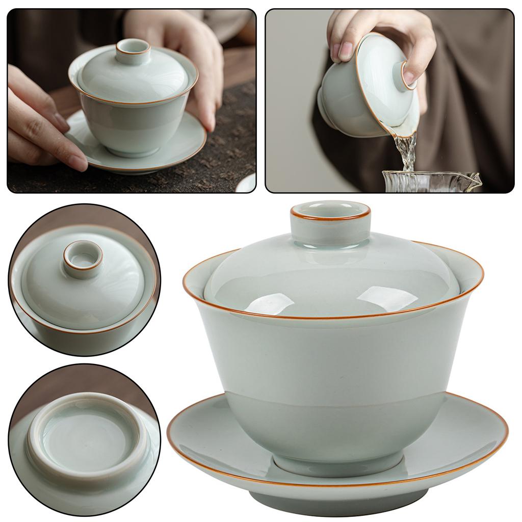 Ceramic Gai Wan Tea Set Chinese Traditional-Gaiwan Tea Bowl Tea Set Present For Friends Family