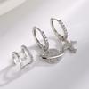 ZAKOL 3Pcs/Set Cute Planet Cross Micro Pave CZ Dangle Hoop Earrings Multiple Piercing Ear Bone Accessories Set for Women