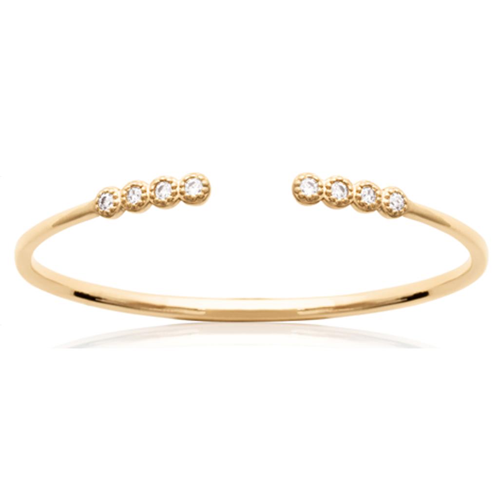 Les Trésors De Lily [M9985] - Open Gold Plated Bracelet 'Sissi' White Gold - 56 Mm 13x3 Mm