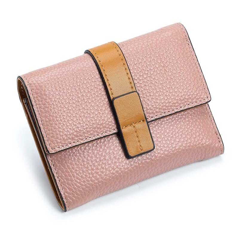 

[Yocipa] mini wallet trifold wallet genuine leather ladies popular multifunctional small wallet leather compact coin purse small (pink)