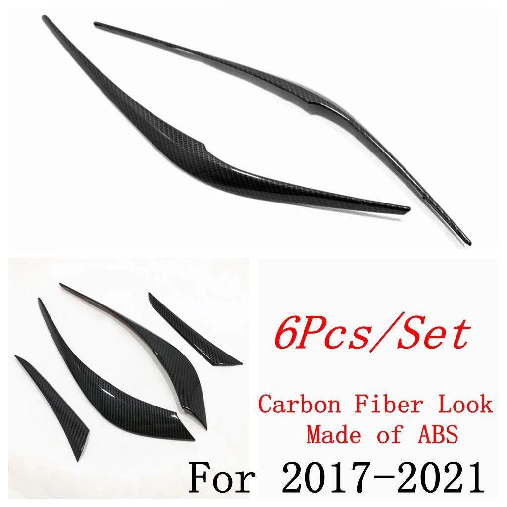 Front Head Light Eyebrow Strip / Rear Lamp Eyelid Decoration Cover Trim Carbon Fiber Accessories For Mazda CX-5 CX5 2017 -