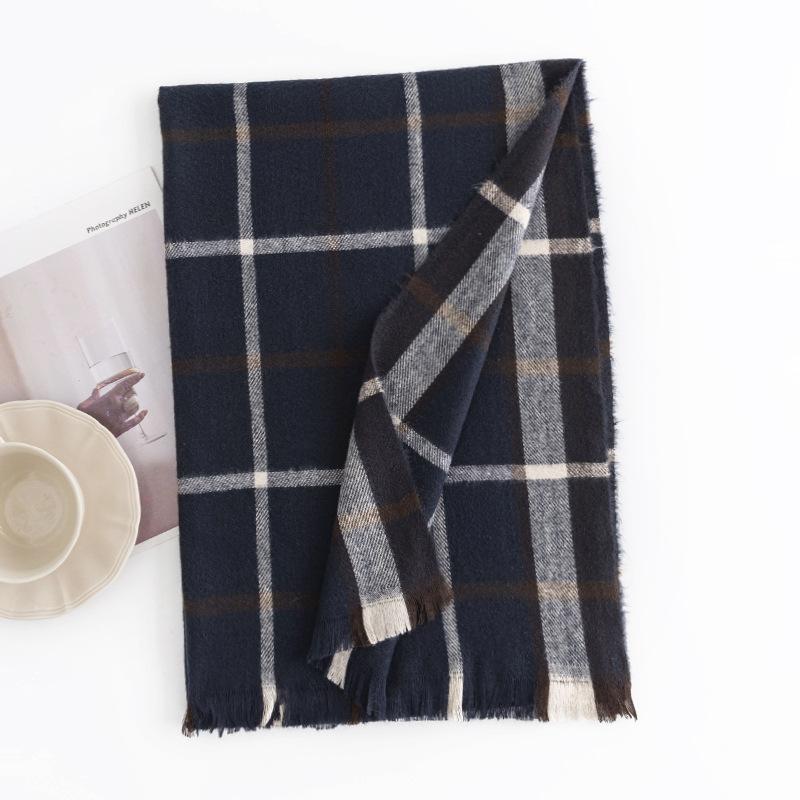 Women'S European And American Plaid Scarf Fashionable Commuting Imitation Cashmere Scarf Simple And Versatile Shawl Warm Scarf
