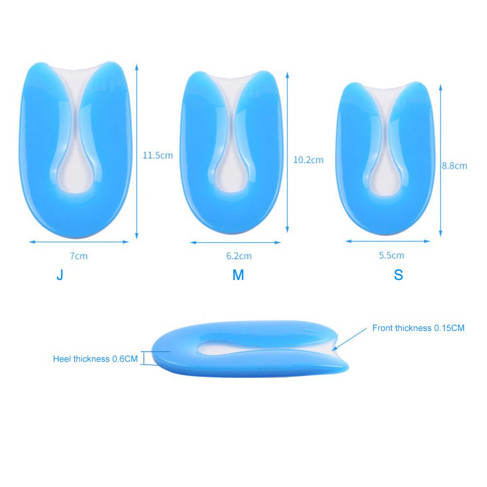 

Силиконовые гелевые чашечки для пятки, подушечки для пятки при подошвенном фасциите, гелевые подушечки для пятки, U-образные вставки для пяточной шпоры синий
