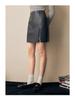 Women's Retro A-line Leather Skirt with Slit - Petite Summer 2025 Edition