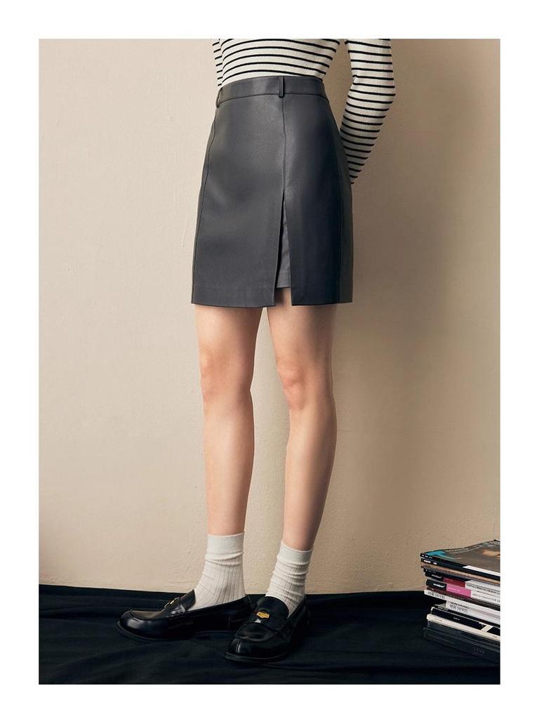 Damen Retro A-Linien Lederrock mit Schlitz - Petite Sommer 2025 Edition