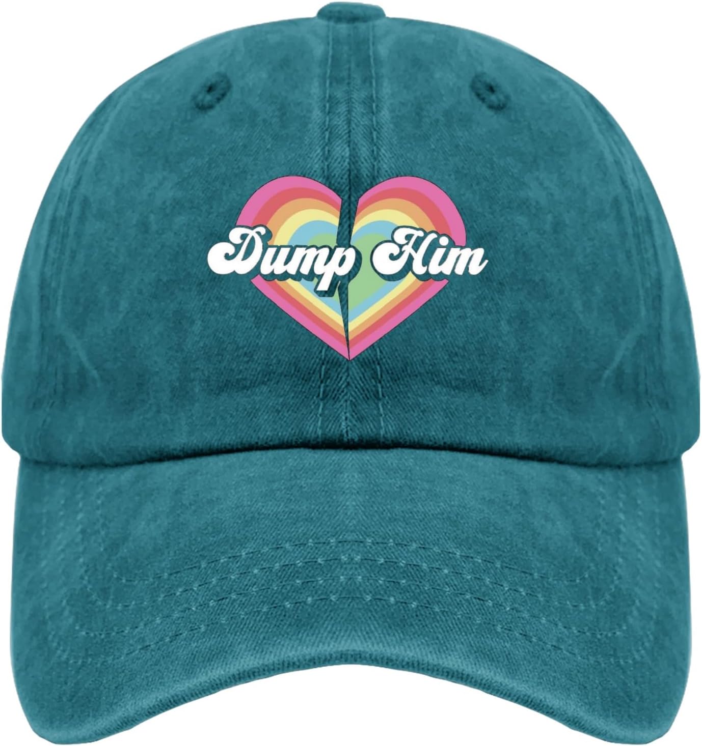 Dump Him Broken Heart Rainbow Graphic Baseball Cap Funny Casual Polyester Adjustable Unisex Hat One Size
