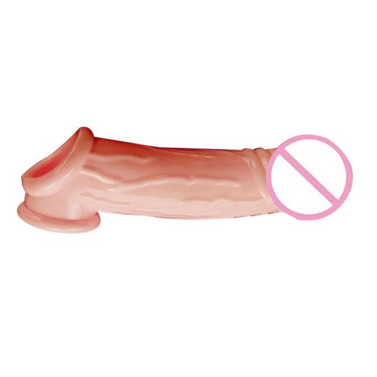 Male Reusable Penis Sleeve Dildo Extender Enlargement Delay Ejaculation Sex Toy