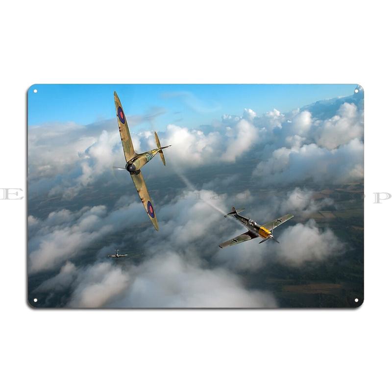 Fw190 Vs Raf Metal Plaque Poster Create Club Party Wall Decor Living Room WW2 Fighter Tin Sign Posters