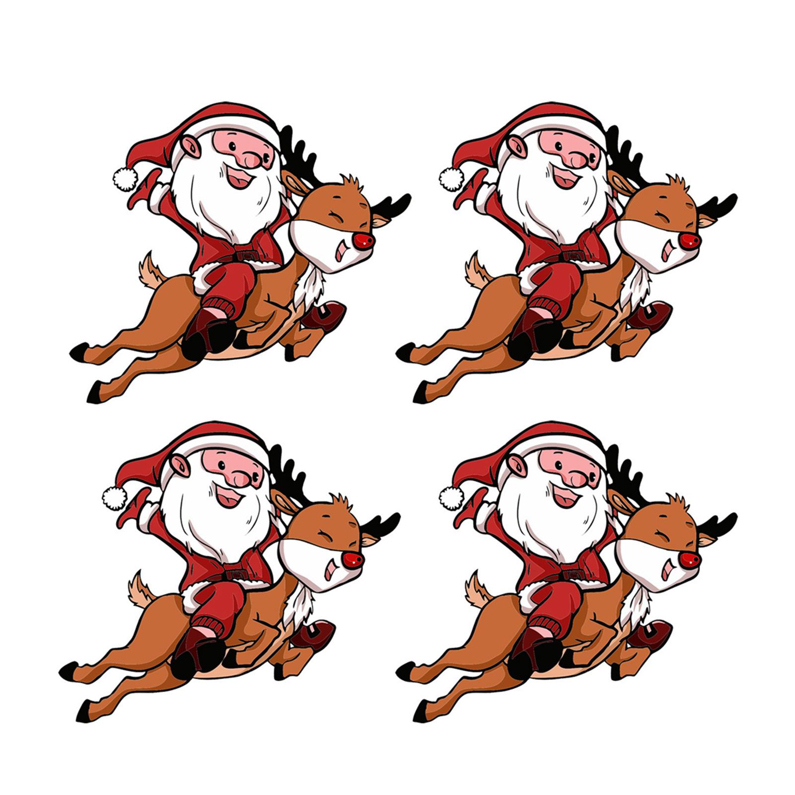 

4pack/lot Christmas Reindeer Cartoon Decal Sticker Car Sticker Sticker For Vehicle Body Glass Window