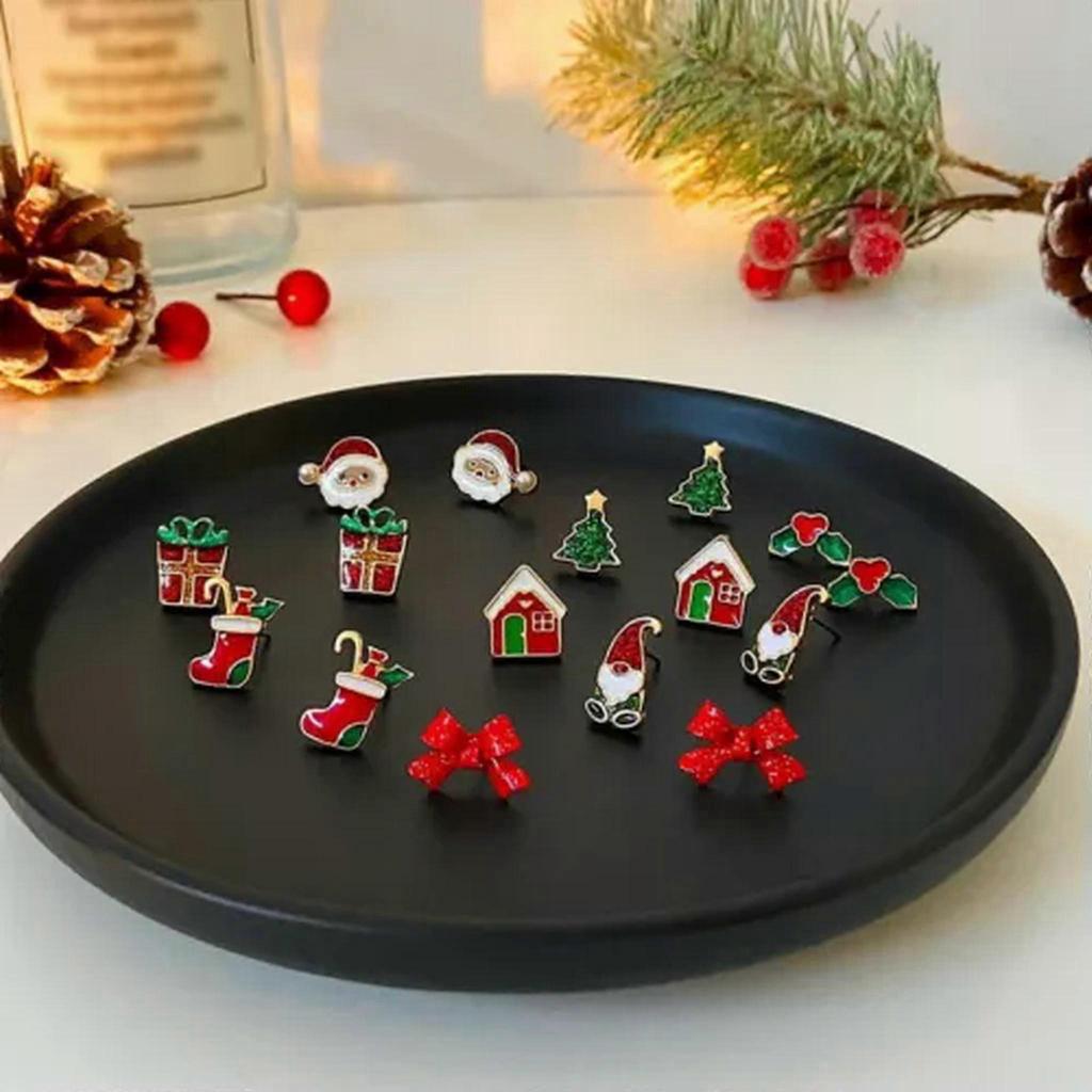 Christmas Santa Claus Snowflake Crystal Ear Stud Earrings Dangle Jewellery Women-Christmas Earrings#8