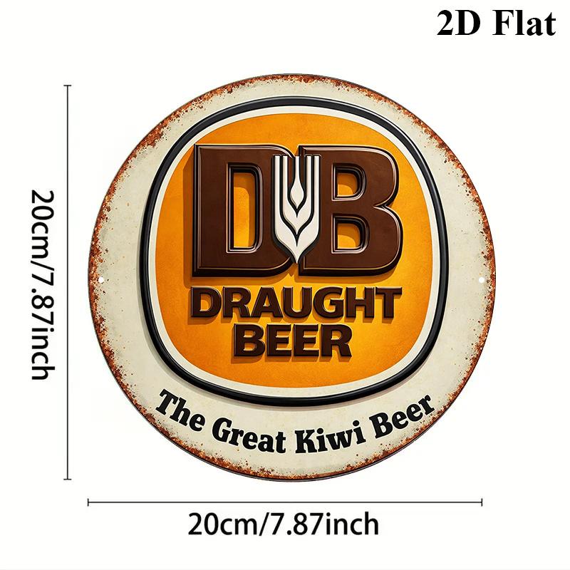 Vintage Metal Wall Art Round Beer Sign cm Bar Pub Kitchen Decor 20x20cm(8x8inch)
