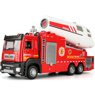 1/32 Schaal Brandweerwagen Model Auto Speelgoed 2 Deuren Geopende Elektrische Water Spray Metalen Diecast Voertuigen met Terugtrek Speelgoed voor Kinderen Cadeau