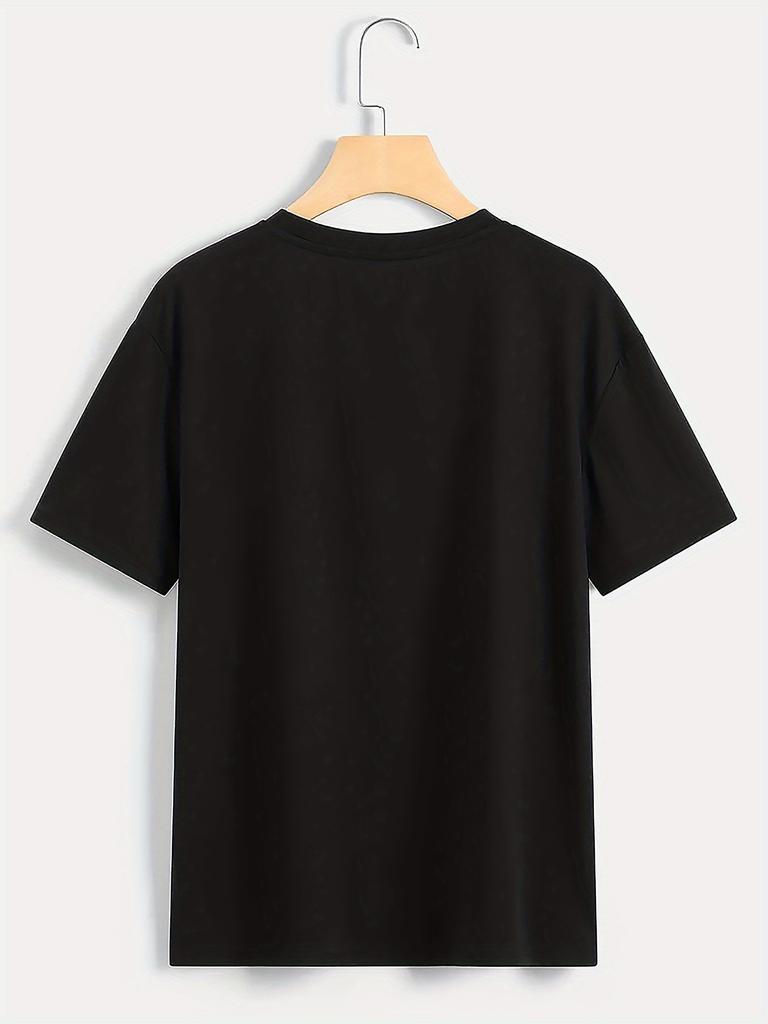 Herren Trendiges T-Shirt mit Buchstabenaufdruck - Kurzärmeliges Rundhals-Casual-Top - Leicht & Bequem für Frühling/ Sommer-Kleidung