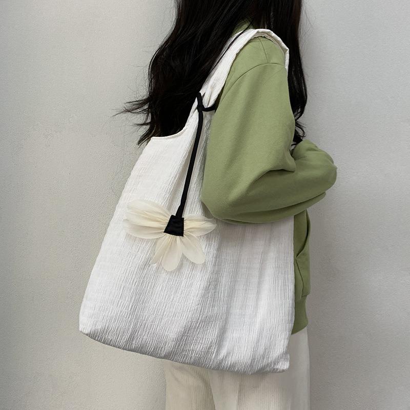 Dopamine Colorful Canvas Shoulder Bag Women Thin Large Capacity Bag