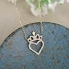Paved Zircon Crown and Heart Necklace for Women