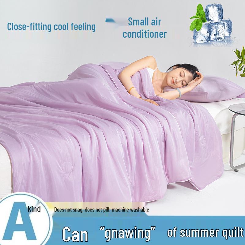 2025 A-Class Mica Cool Silk Summer Air Conditioning Quilt - Luxury Solid Color, Double Spliced, Washable