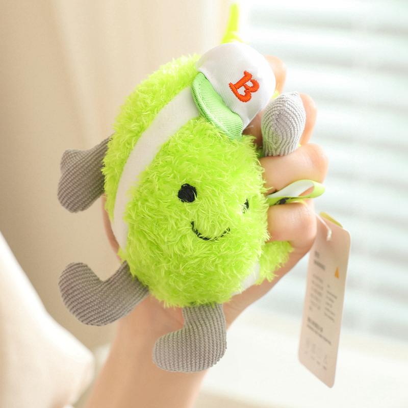 New Funny Decompress The Rebound Tennis Plush Pendant Soft Elastic Cartoon Smile Tennis Doll Kawaii Keychain Backpack Pendant