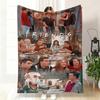 VIKAMA Vintage Movie Collage Flannel Throw Blanket Retro Character Grid Photo Print Soft Warm Sofa Bedroom Home Decor