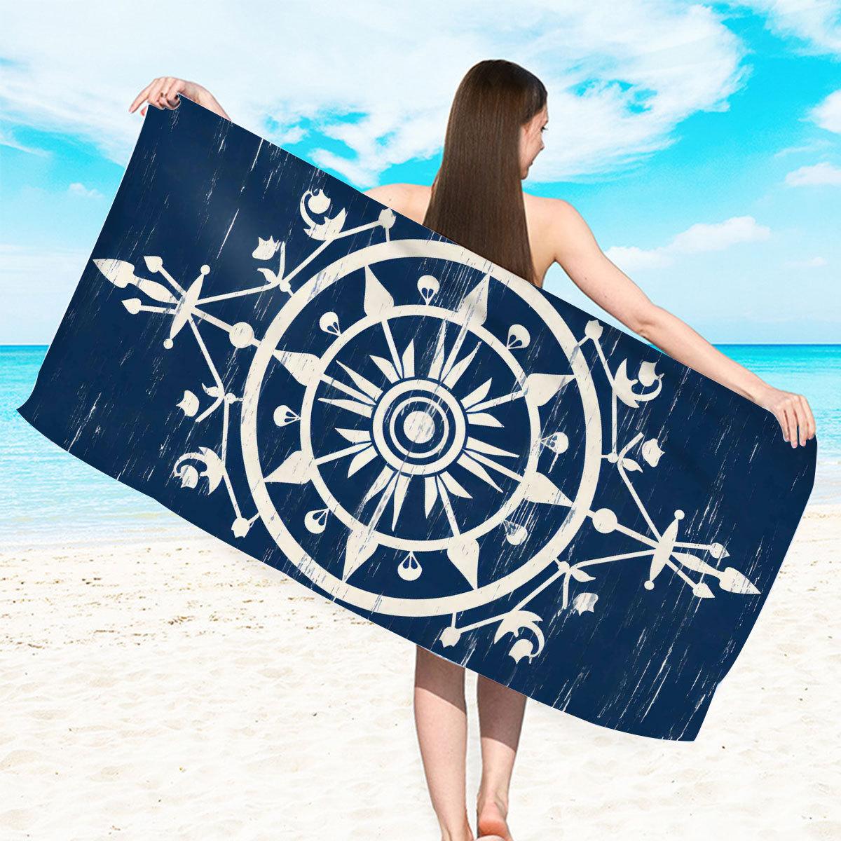 

Mantra pattern digital-printed polyester Superfine fiber double-sided fleece Beach vacation bath towel, beach towel W30*H60(CM)